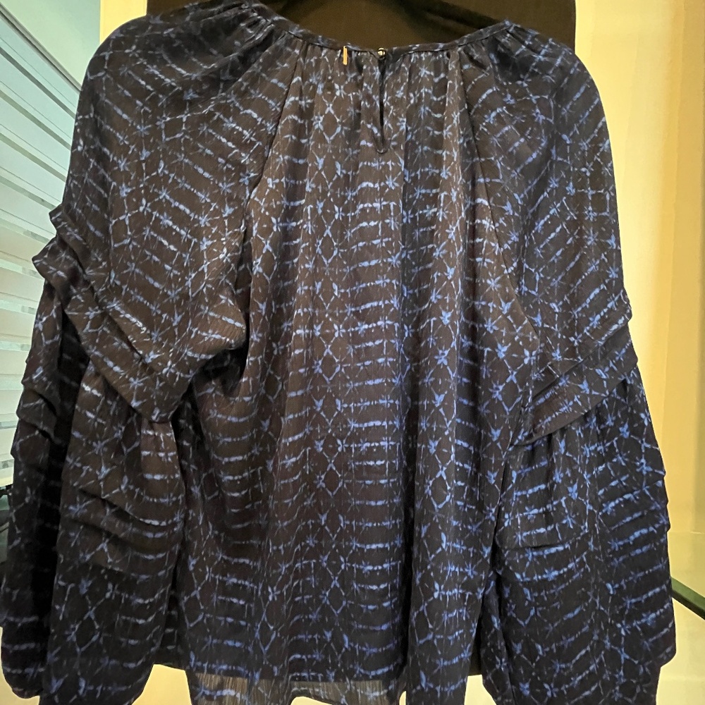 MISA Los Angeles Victoire Shibori Dyed Puff-Sleeve TopSz XS & Small - Picture 3 of 9